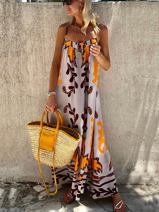 Vestido camisola holgado con estampado étnico