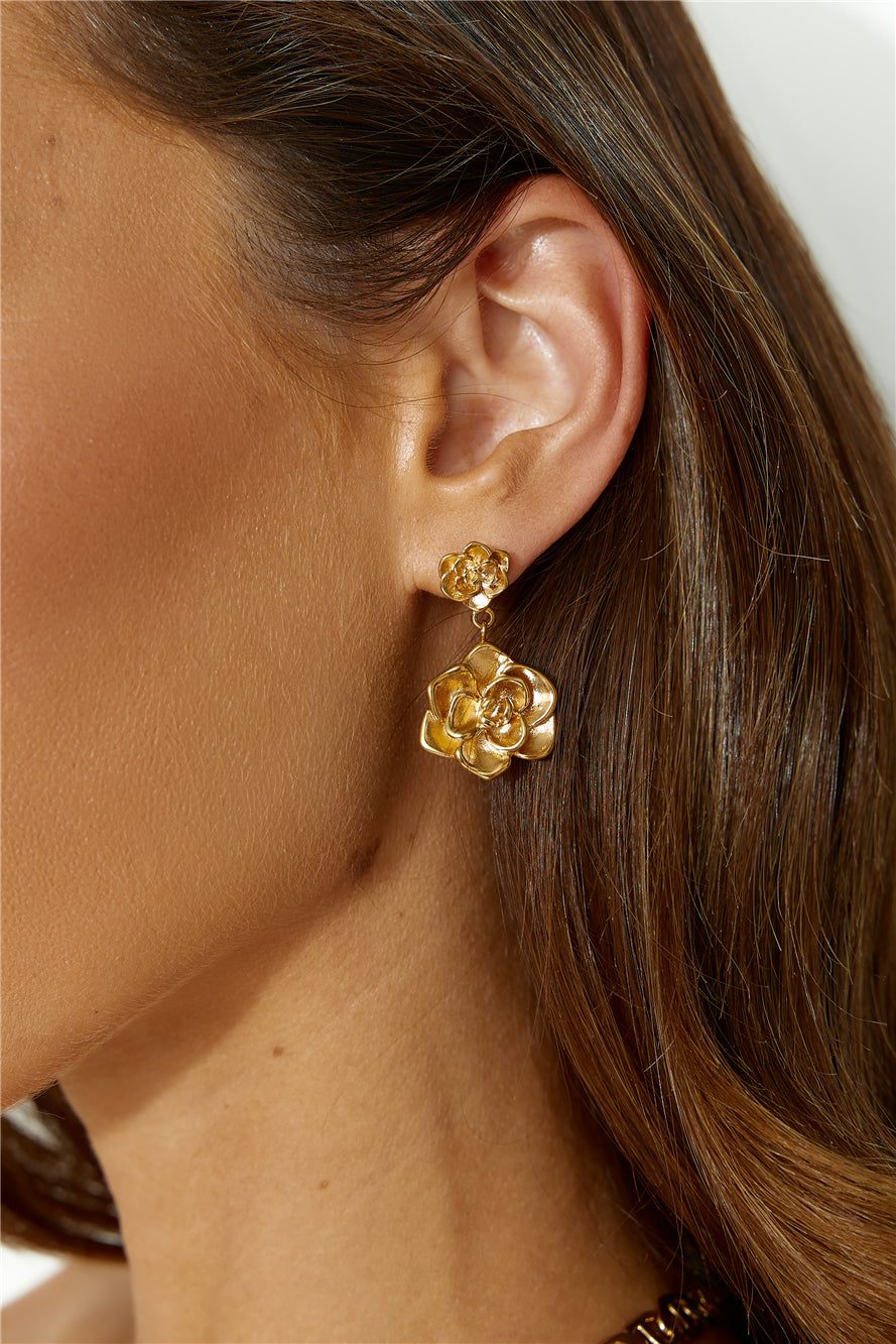 Pendientes Full Bloom Bañados En Oro 18k Oro