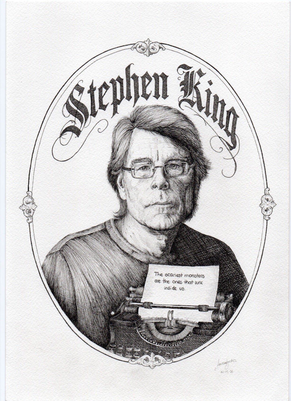 Dreams of Derry — Stephen King ink portrait by Agus Sánchez